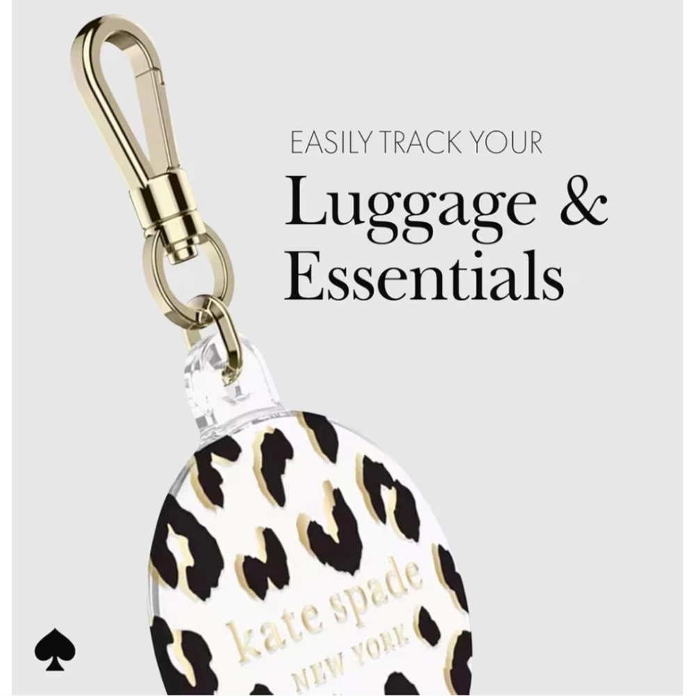 Kate Spade New York AirTag Holder with Gold Ring Clip - City Leopard - Picture 2 of 8